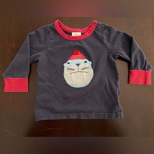 Hanna Andersson Walrus long sleeve shirt, size 12-18 mo